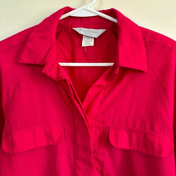 Surrey Classic Canada Wool Long Sleeve Button Front Blouse Long Sleeve Pink MED - Picture 2 of 11
